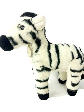Miyoni Zebra Plush Animal Aurora World Stuffed Plushy Lovey 9" Black White